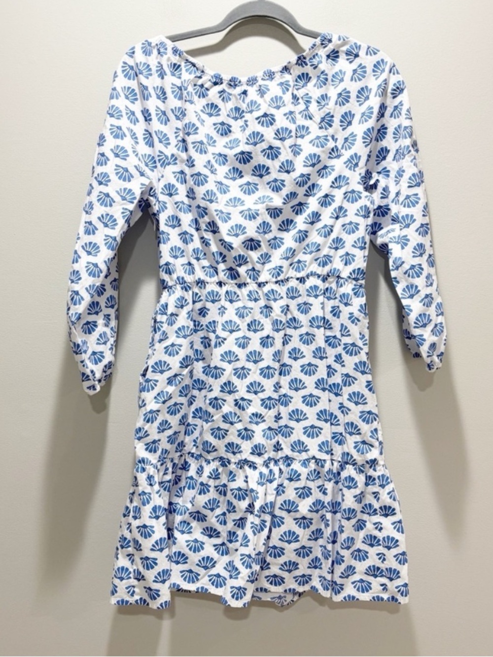 J. Crew Factory Seashell Coastal Printed Mini Dress Blue White Summer Size 8